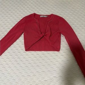 Long sleeve pink cropped top